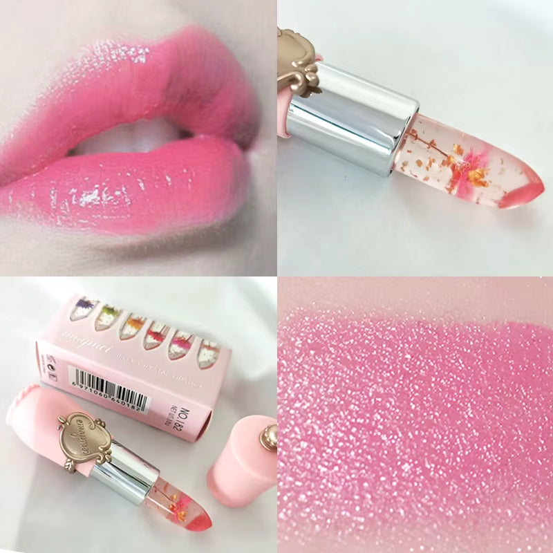 Beauty Jelly Dried Flower Color Changing Lipstick Transparent Flower Temperature Changing Lipstick Non-Stick Cup Lipstick