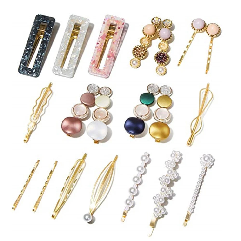 20Pcs Pearl Hair Clips - Fashion Pearls Hair Barrettes Sweet Artificial Macaron Acrylic Resin Barrettes Hairpins for Women,Ladies and Girls Headwear Styling Tools Hair Accessories