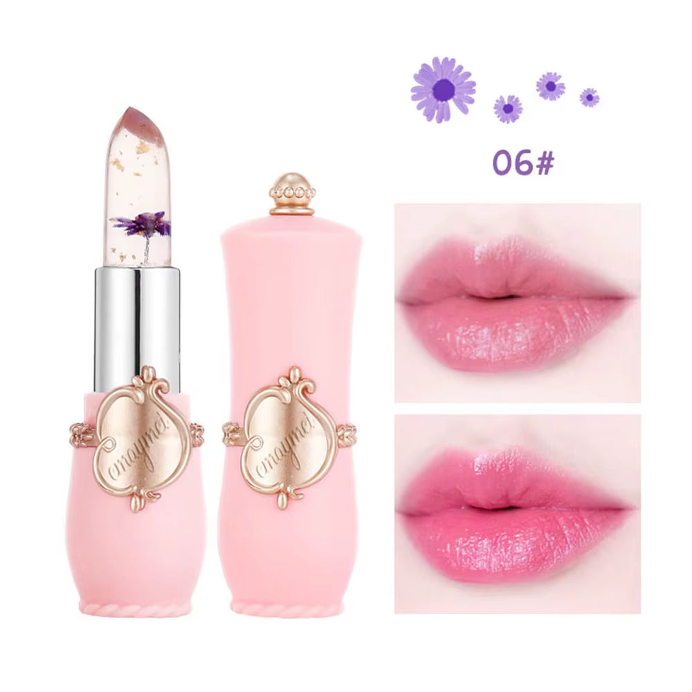 Beauty Jelly Dried Flower Color Changing Lipstick Transparent Flower Temperature Changing Lipstick Non-Stick Cup Lipstick